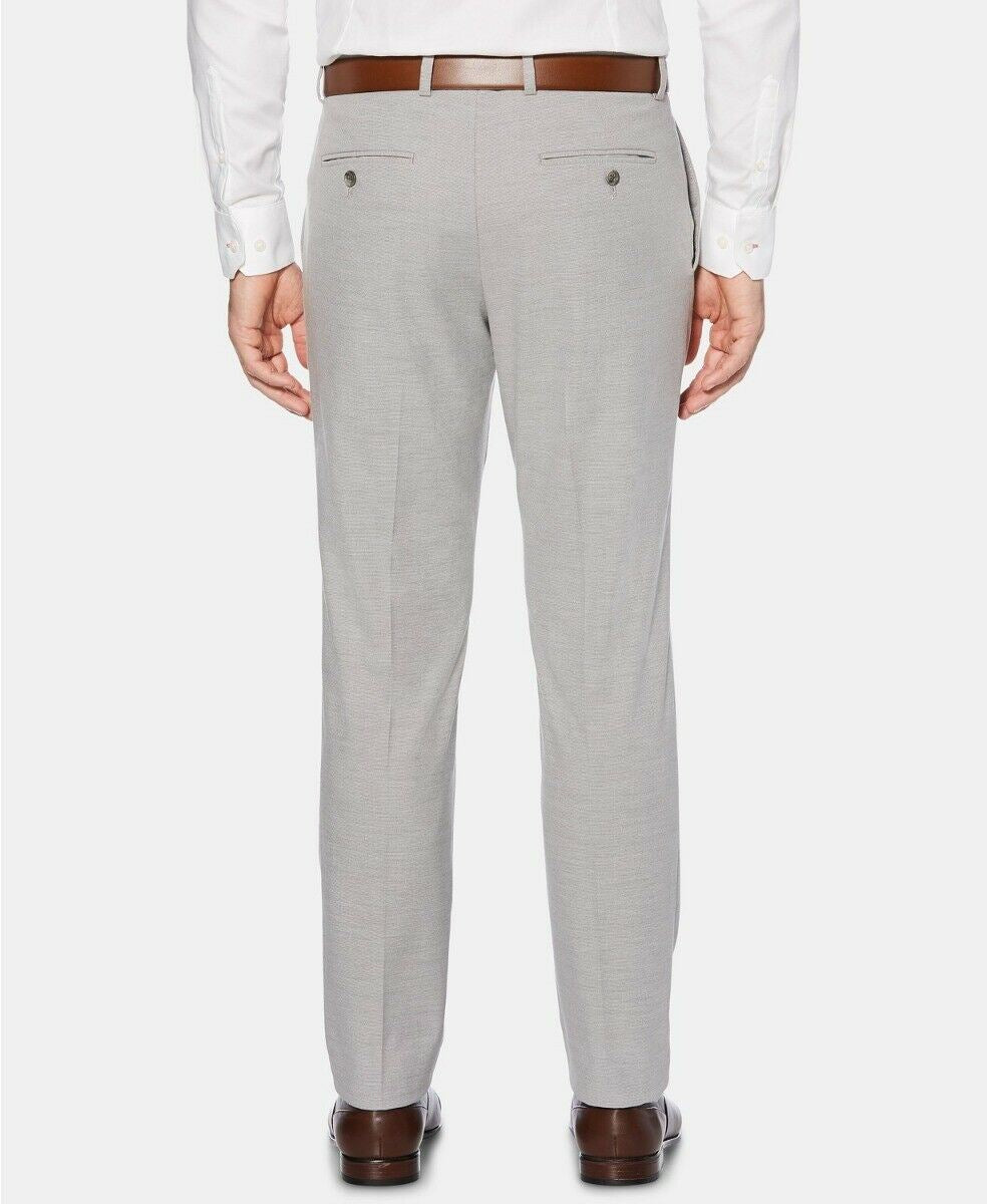 $219 Perry Ellis Men's 43W 32L Silver Slim Fit Solid Trousers Flat Dress  Pants | eBay