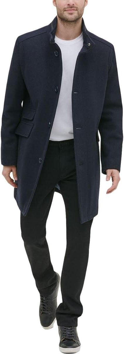 Kenneth Cole Men's Single Breasted Twill Walker Jacket Large Navy Blue Coat