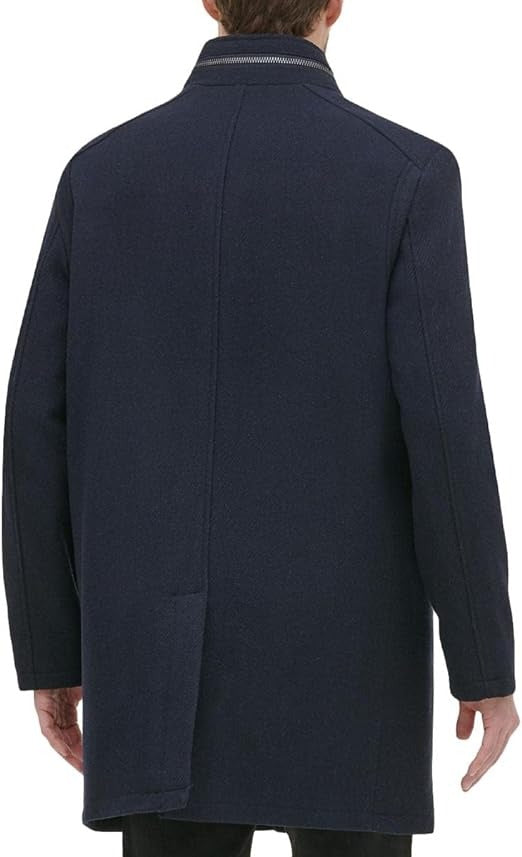 Kenneth Cole Men's Single Breasted Twill Walker Jacket Medium Navy Blue Coat