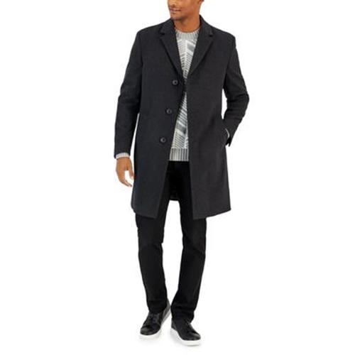 Nautica Men's Classic-Fit Camber Wool Overcoat Coat 46L Charcoal Grey