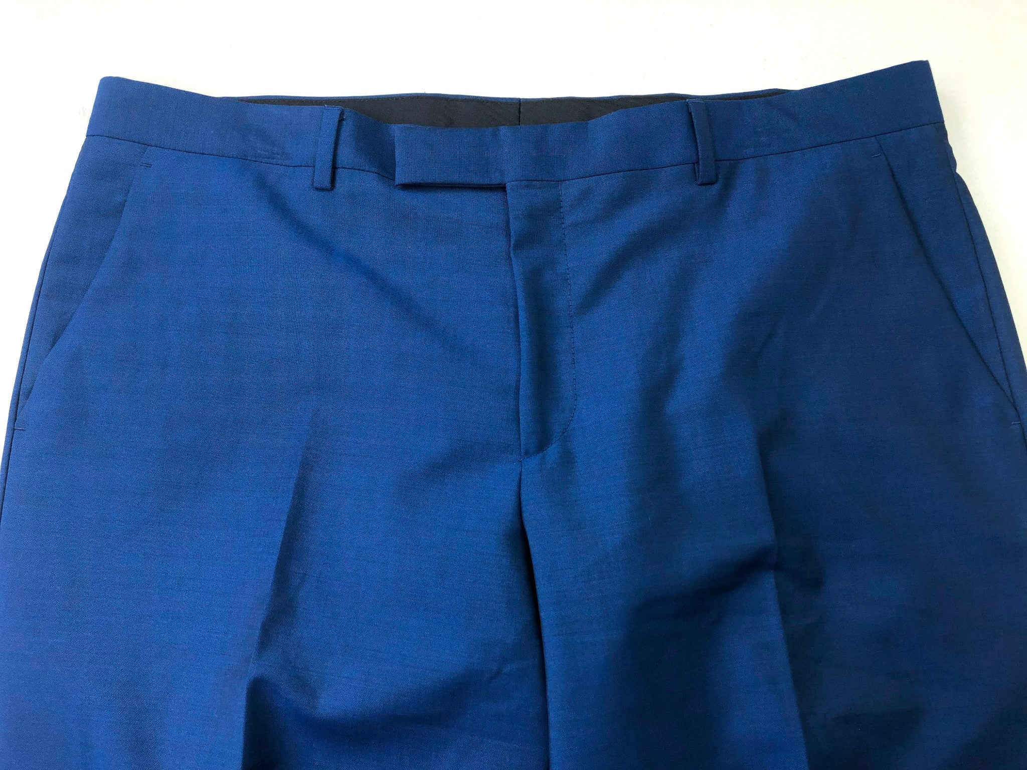Paul Smith Mens Soho Sharkskin Extra Slim Fit Suit Pants Size 38 Blue