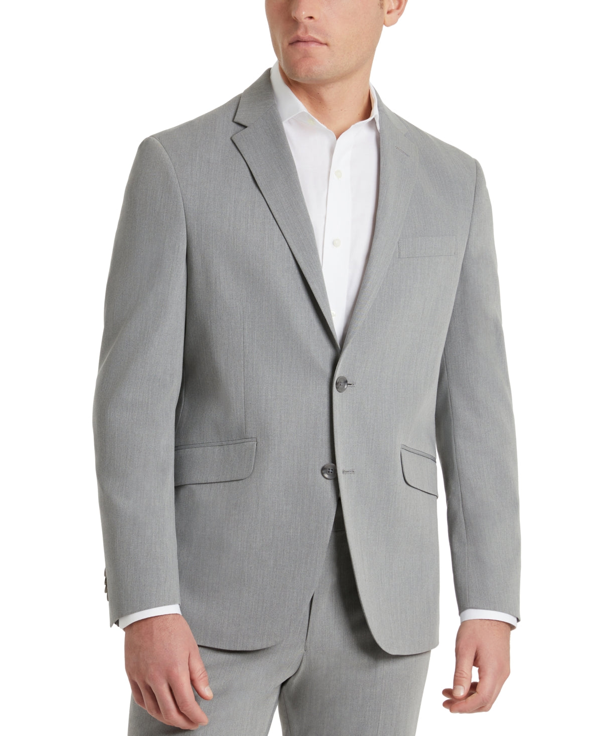 Kenneth Cole Reaction Mens Slim-Fit Suit Jacket 48R Techni-Cole Light Grey