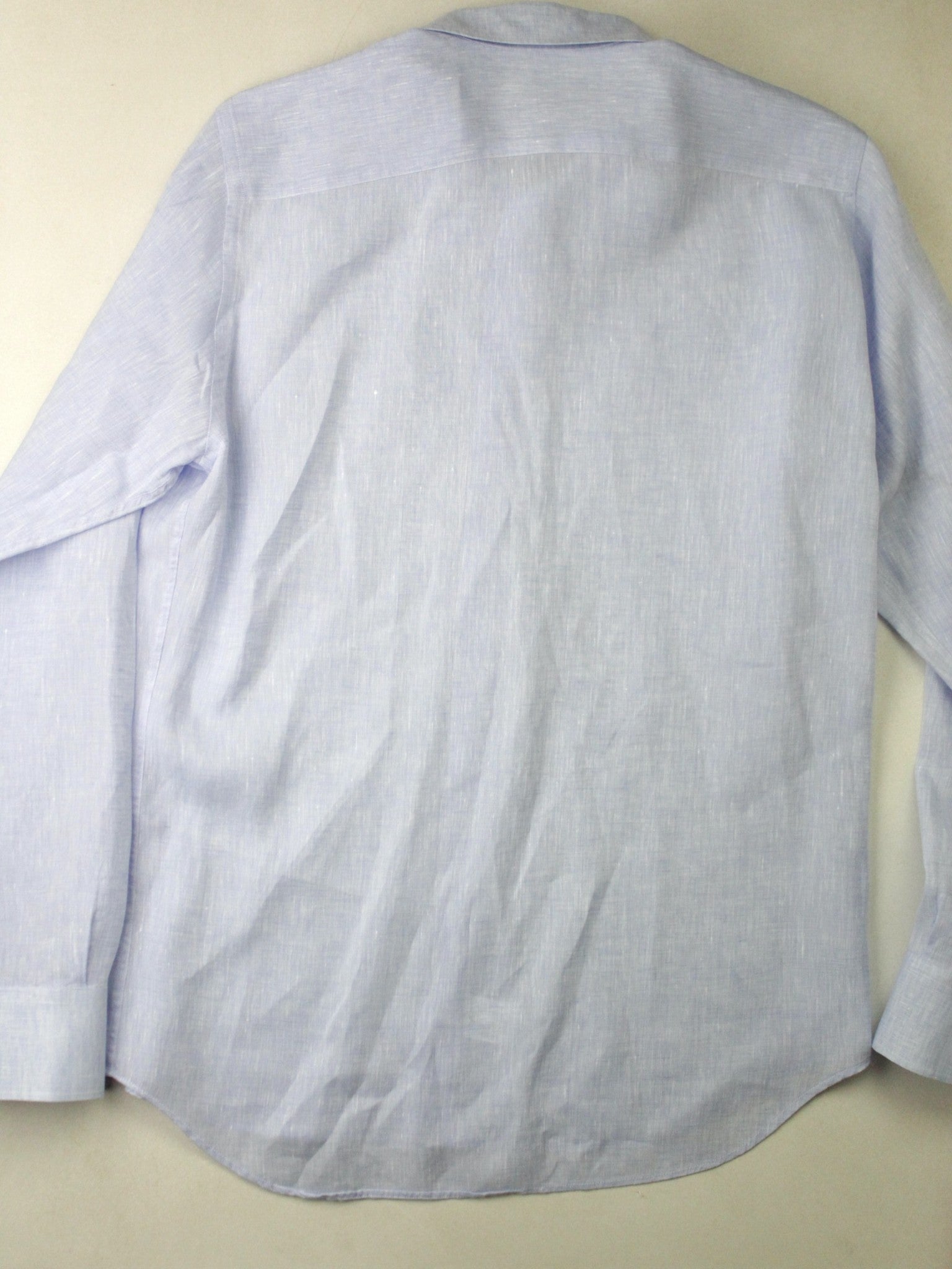 Canali Men's Linen Button Up Shirt Light Blue Large Modern Fit