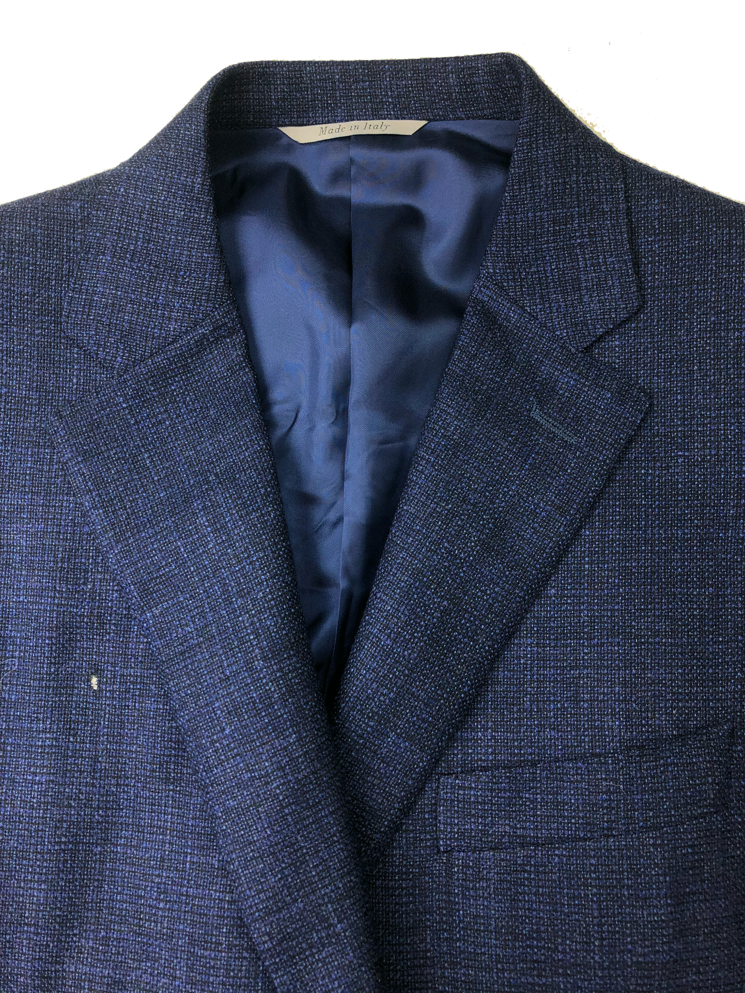 Canali Siena Textured Solid Classic Fit Sport Coat Navy Blue 42R *Small Hole*