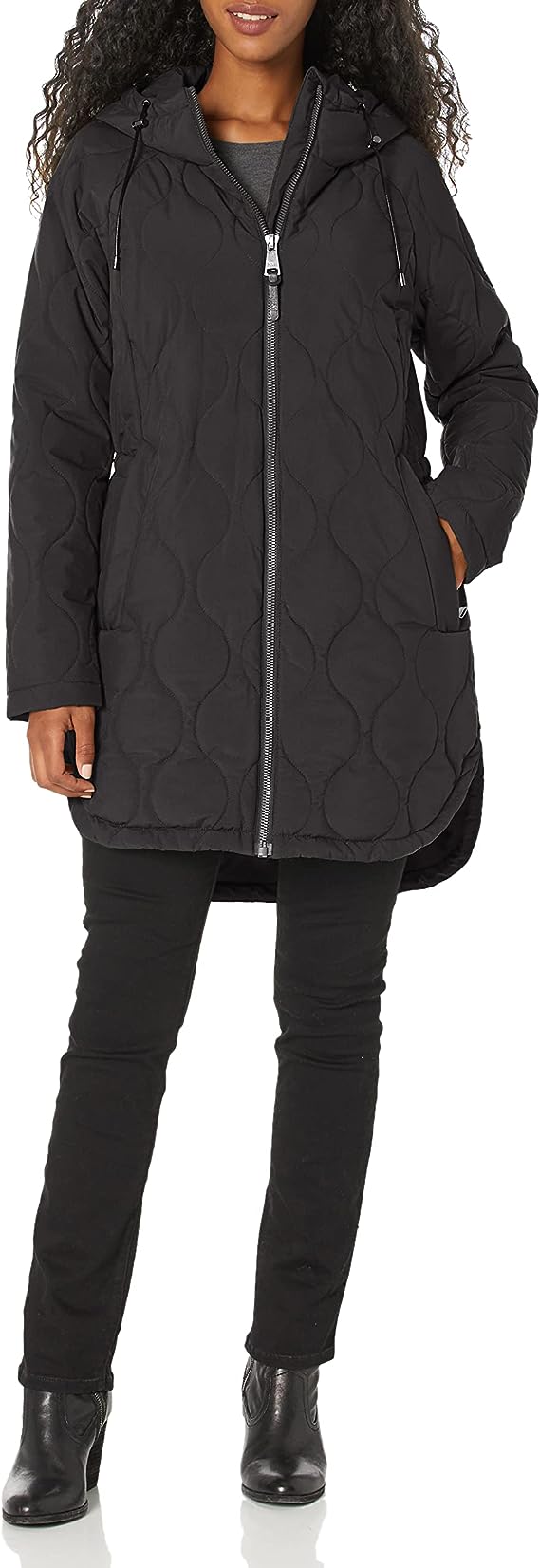 DKNY Women's Quilted Parka Black