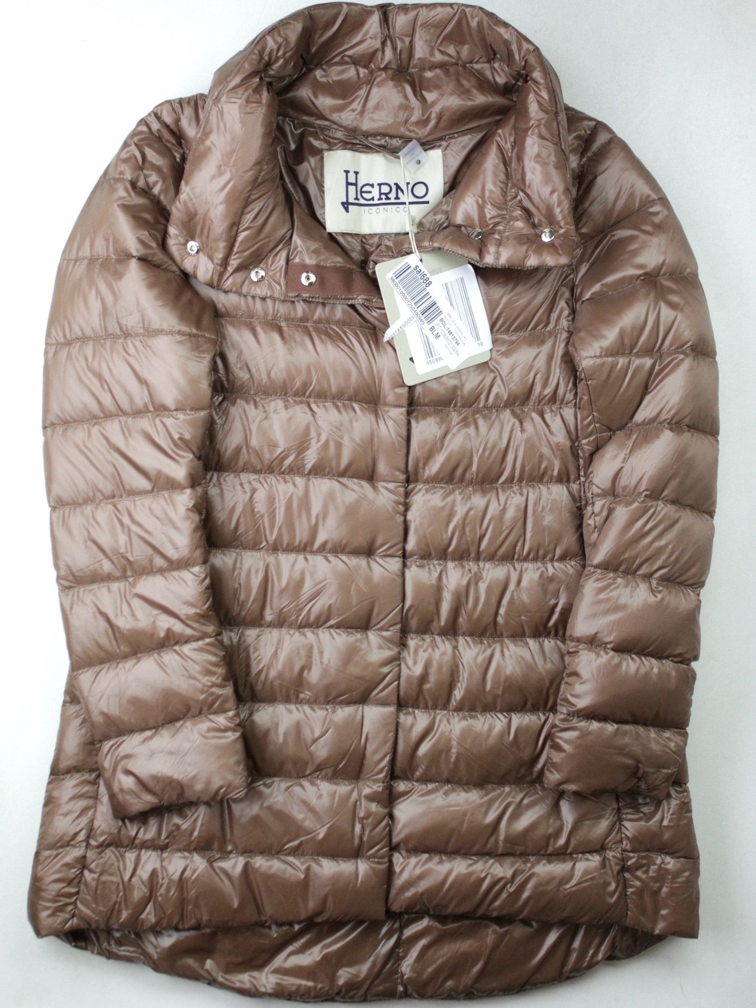 Herno Womens Amelia Water Repellent Down Puffer Coat Size 40 Brown