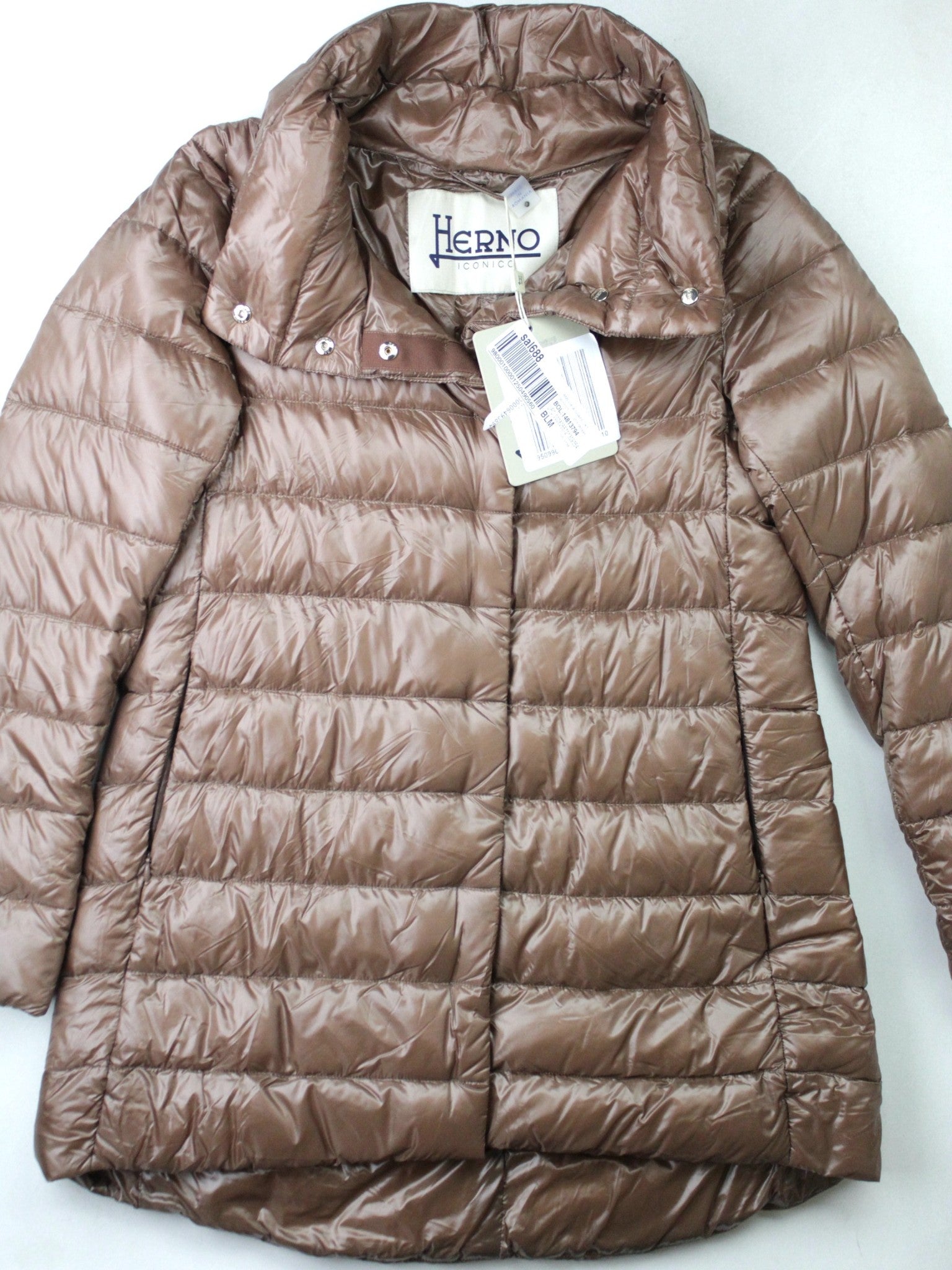 Herno Womens Amelia Water Repellent Down Puffer Coat Size 40 Brown