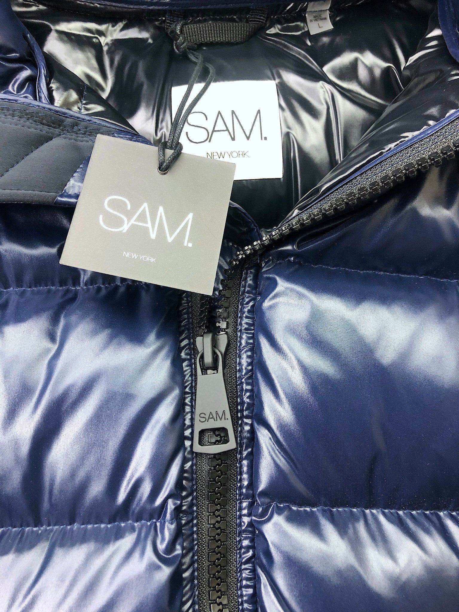 SAM Mens Glacier Down Parka Puffer Coat XL Navy Blue