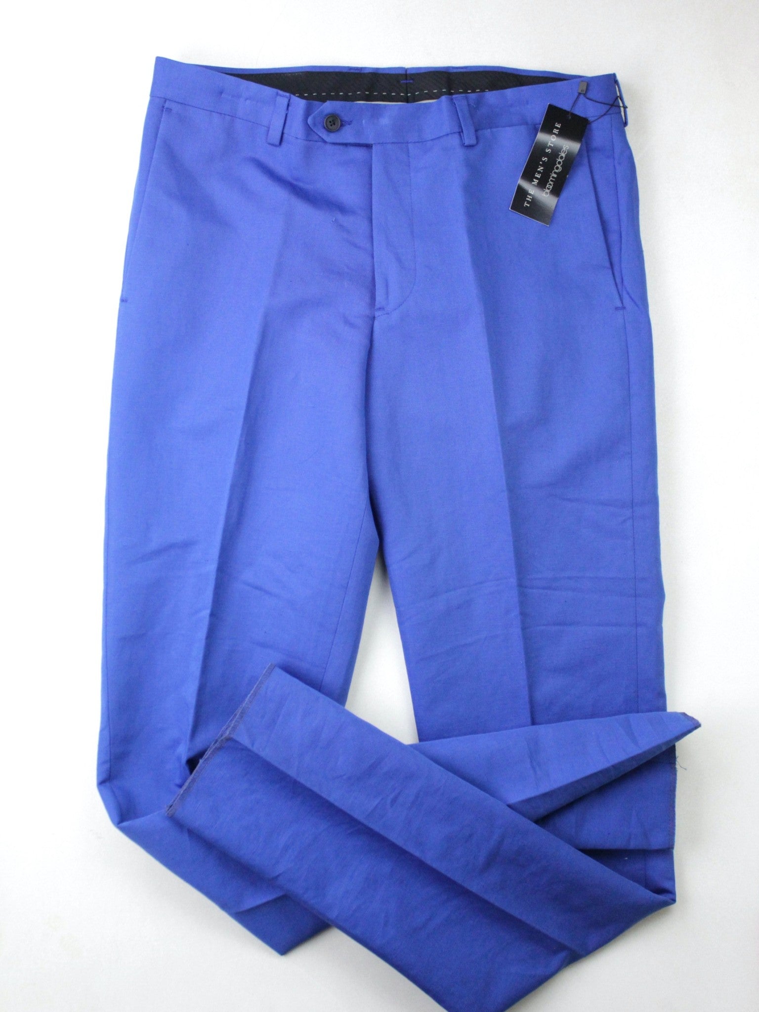 The Men's Store Cotton & Linen Slim Fit Dress Pants Royal Blue Size 36