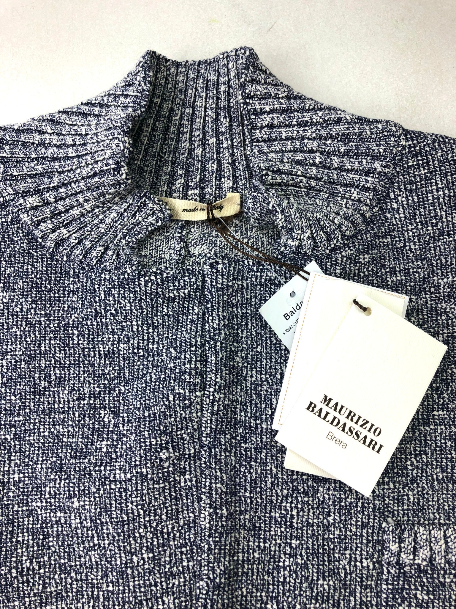 Maurizio Baldassari Mens Melange Knit Slim Sweater Jacket Blue Size 54 Cardigan