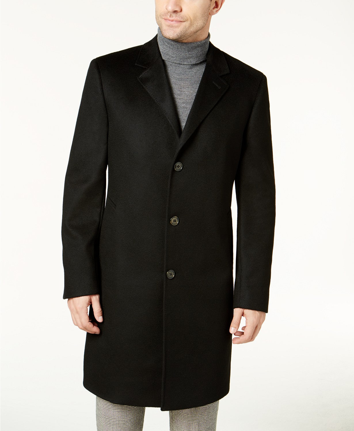 Lauren Ralph Lauren Mens Classic-Fit Pure Cashmere Overcoat Coat 46R Black $1200