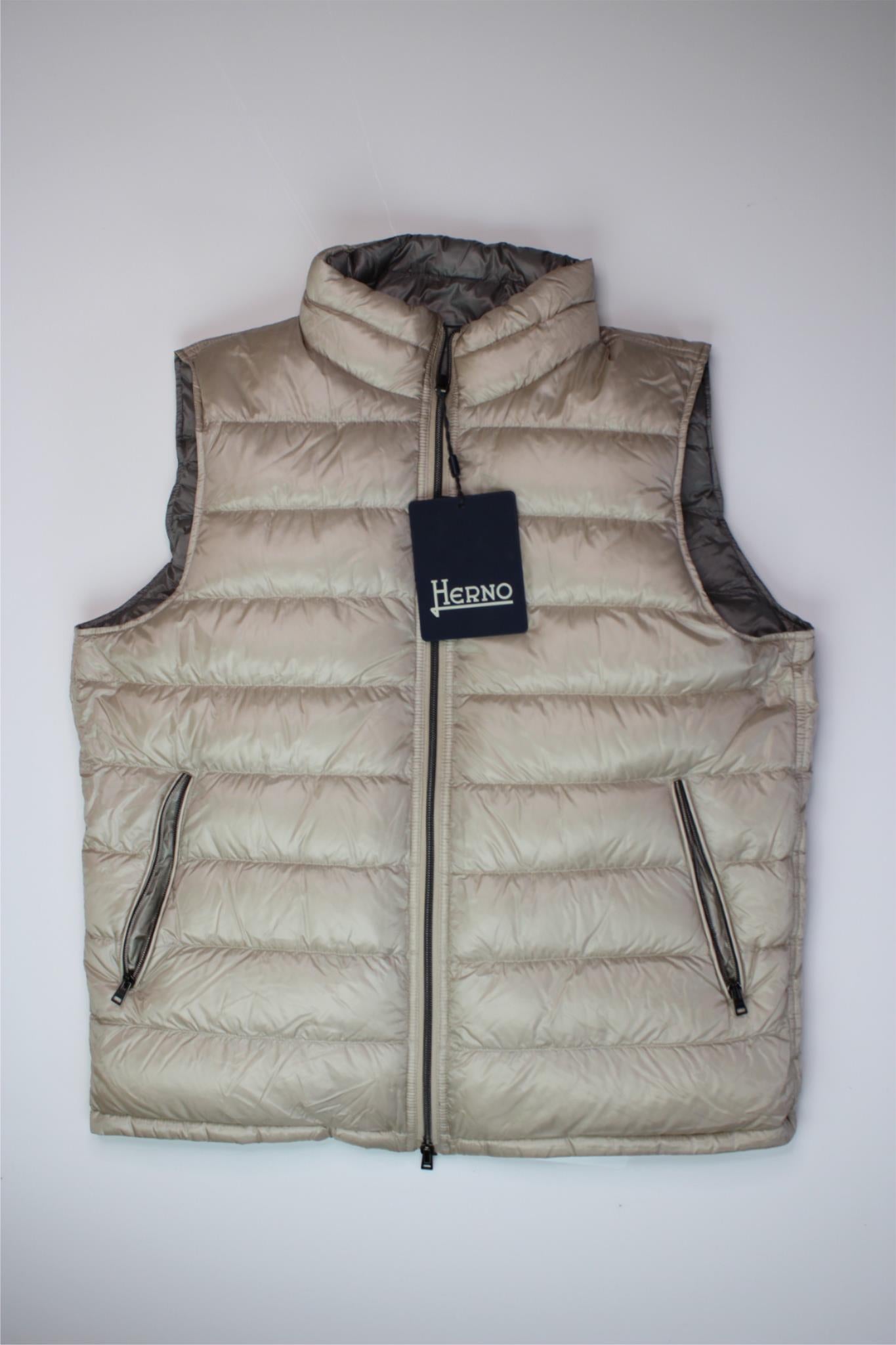 Herno Mens Reversible Down Vest EU / 54 US 44 Tan / Light Grey