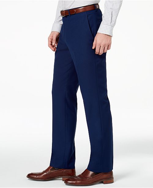 Kenneth Cole Mens Suit 42L 36 x 32 Flex Slim-Fit Stretch Modern Blue Solid