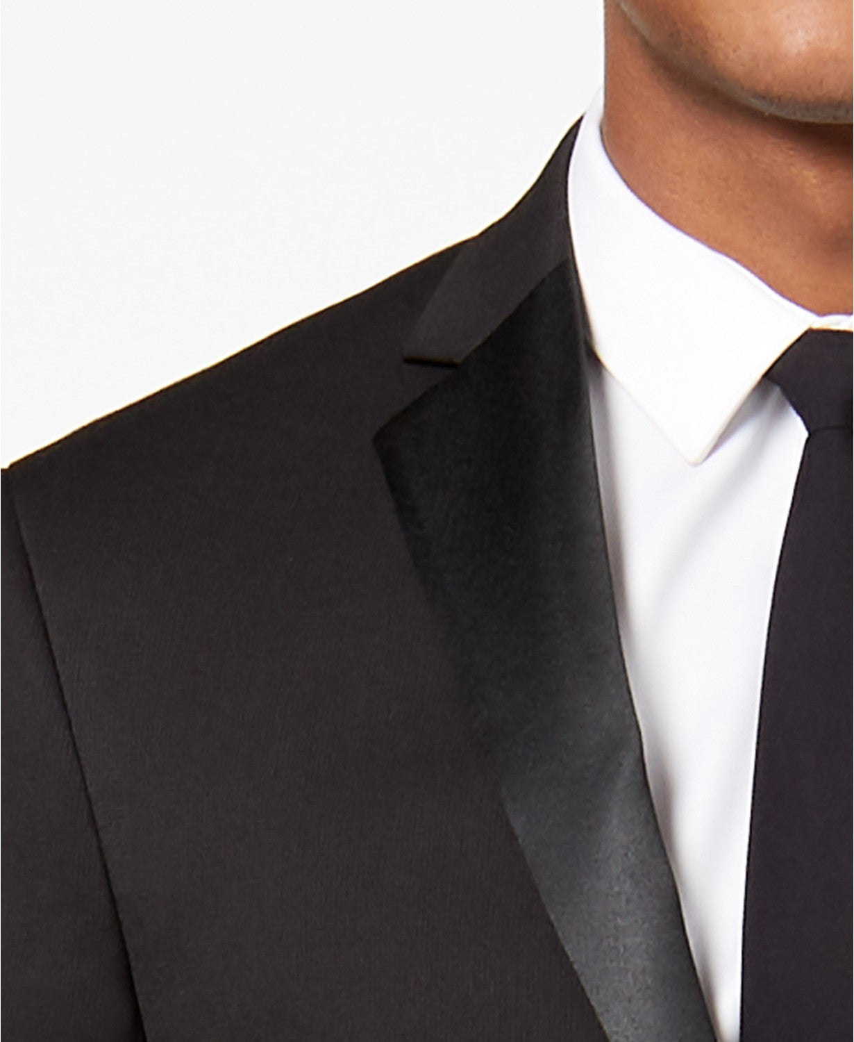 Kenneth Cole Mens Tuxedo Suit 40L / 33 x 32 Flex Slim-Fit Black Notch Lapel