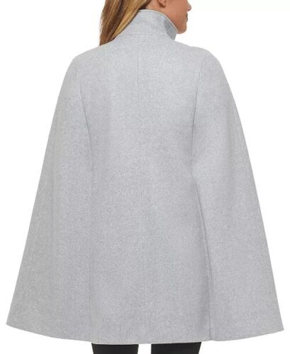 Calvin Klein Women's Double-Breasted Cape Coat Large / XL Light Grey