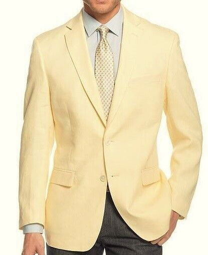 Lauren Ralph Lauren Men's Linen Yellow Sport Coat 48R UltraFlex Classi ...