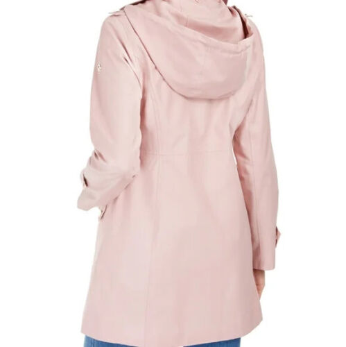 Michael Kors Water-Resistant Hooded Raincoat Blush Pink Womens Coat Small