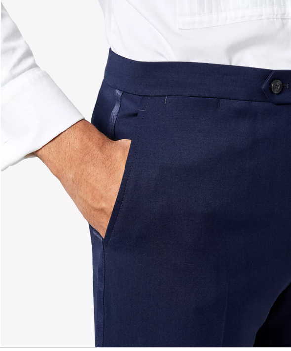 Tommy Hilfiger Men's Navy Tuxedo Pants 33 X 32 Modern-Fit Flex Stretch