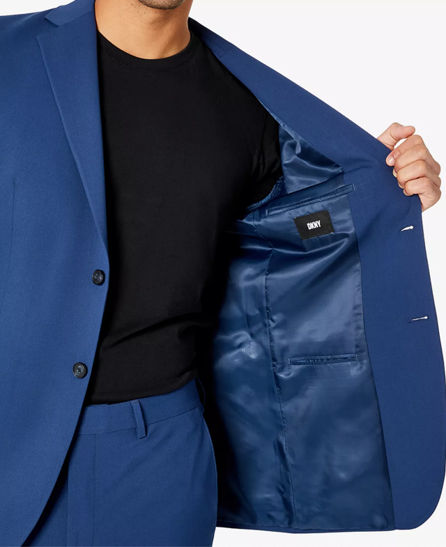 DKNY Men's Suit Jacket 38R Blue Modern-Fit Stretch