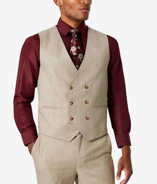 Tayion Collection Men's Classic-Fit Suit Vest Camel Medium