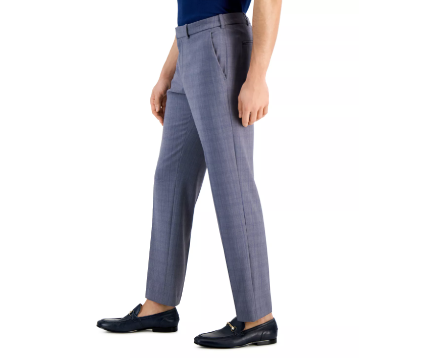PERRY ELLIS Men's Dress Pants 36 x 32 Mid Grey / Blue Modern-Fit Stretch