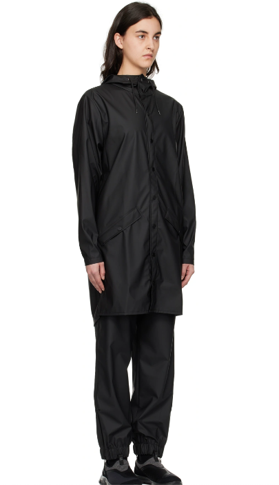 RAINS Men's Long Jacket, Black, X-Small/Small at  Men's Clothing store