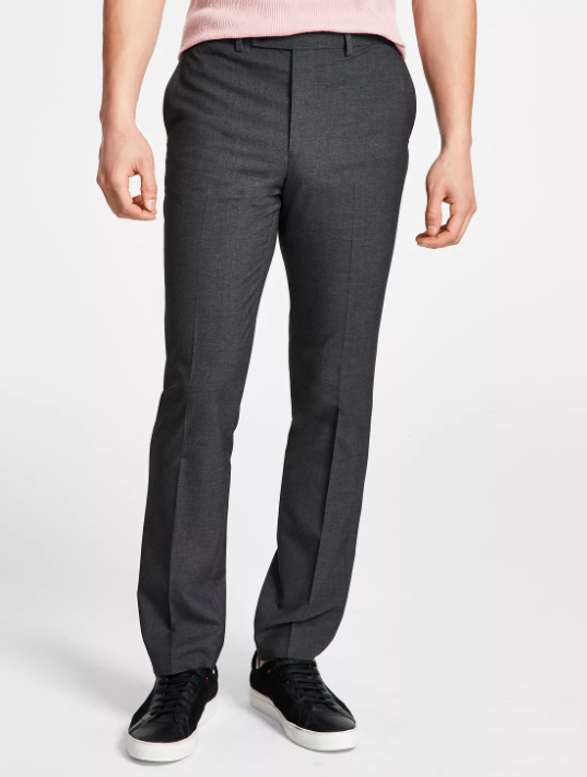 DKNY Men's Dress Pants Charcoal 31 X 30 Modern-Fit Solid