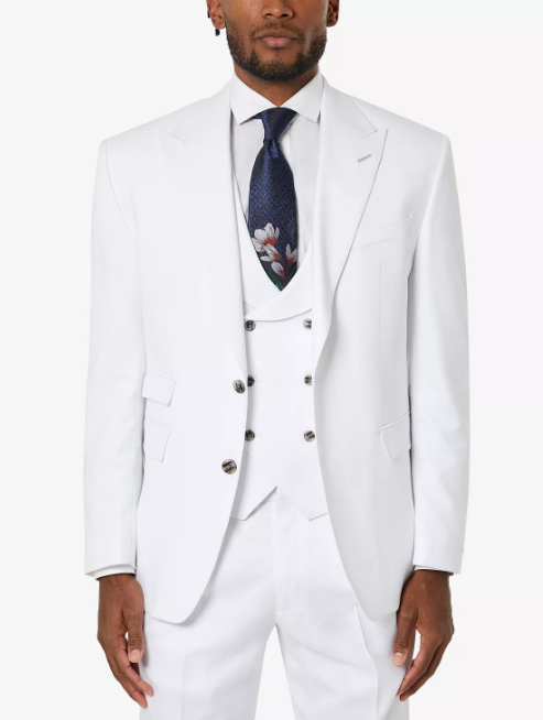 TAYION COLLECTION Men's Suit Jacket 40S White Classic-Fit