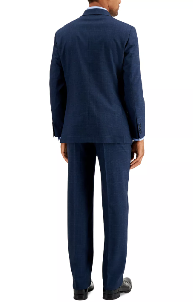Nautica Men's Modern-Fit Bi-Stretch Suit Jacket Blue Plaid 40S