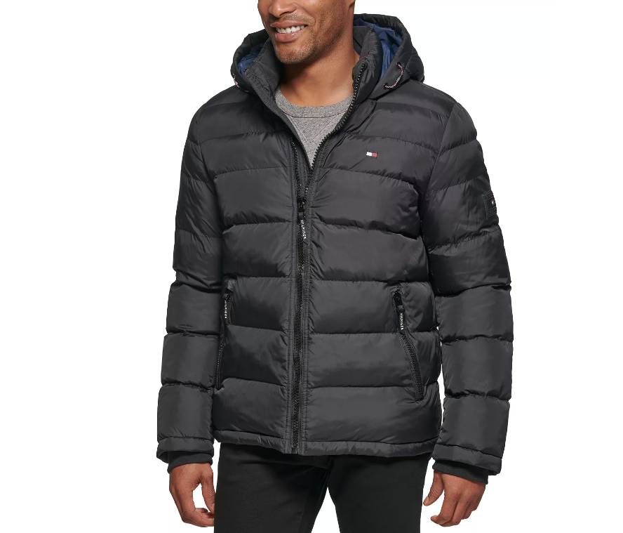 Tommy Hilfiger Men's Quilted Puffer Jacket Black Small Large