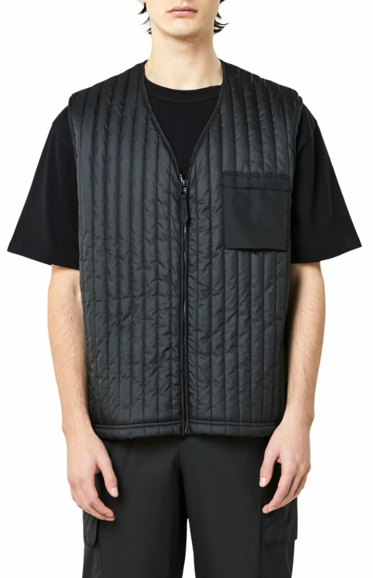Men's Rains Quilted Front Zip Vest, Size X-Small Small - Black