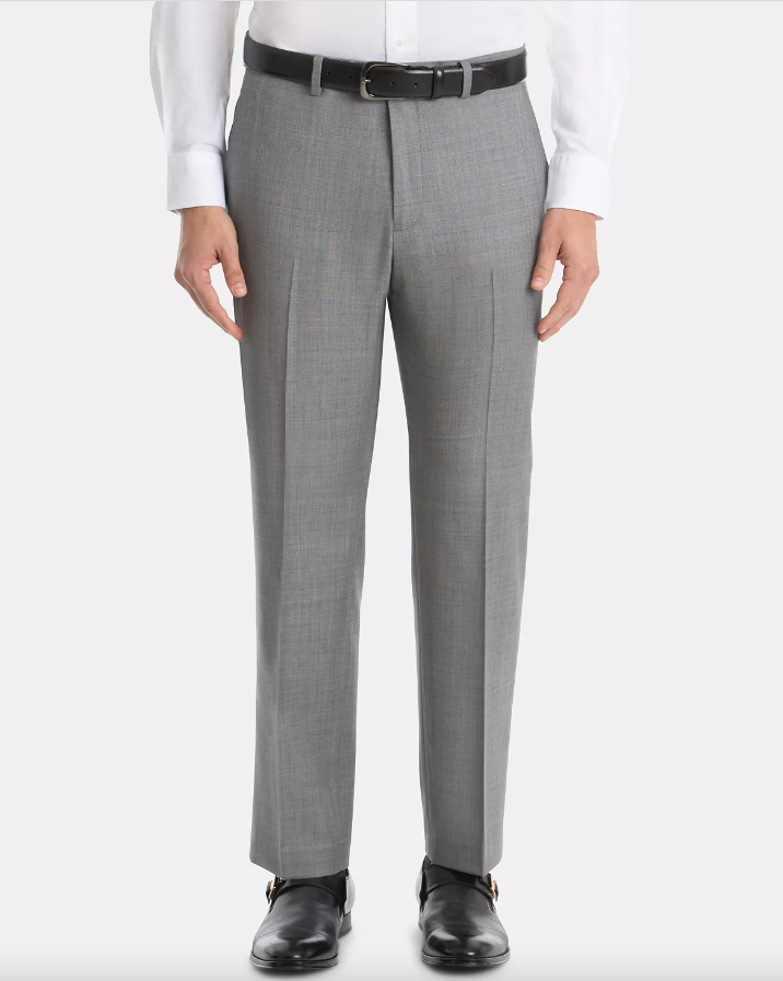 LAUREN RALPH LAUREN Men's Classic-Fit Light Grey Sharkskin Wool Pants 36 x 32