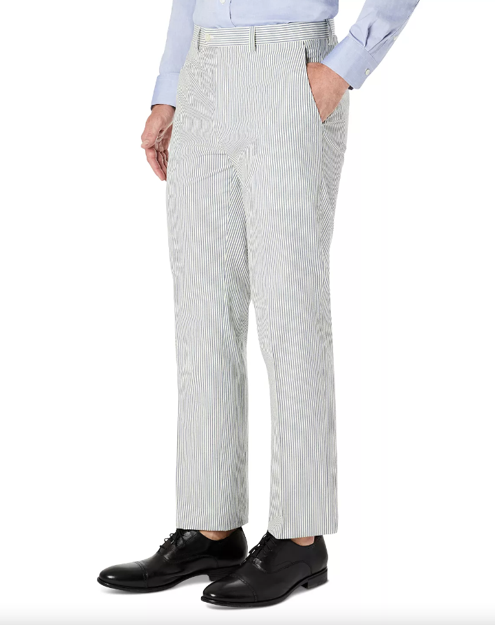 LAUREN RALPH LAUREN Men's Classic-Fit Seersucker Cotton Pants 33 x 30  Blue