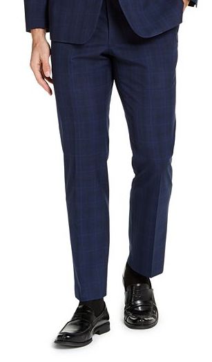 IZOD Men's Classic Fit Suit Pants Only Navy Plaid 36 x 32 Flat Front Pant